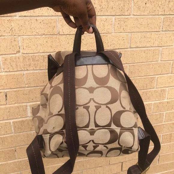 Coach Signature Monogram Brown Backpack Bag Purse Preppy Academia Y2K F21928 Coach Signature Monogram Brown Backpack Bag | Mercari main image 4